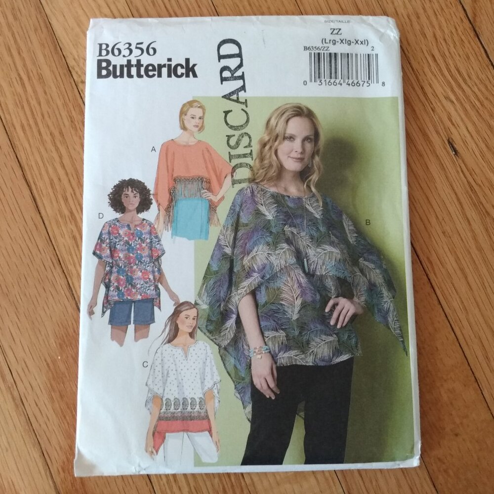Loose Flowy Top Sewing Pattern Boho Plus Size Large XL XXL Butterick 6356 UNCUT